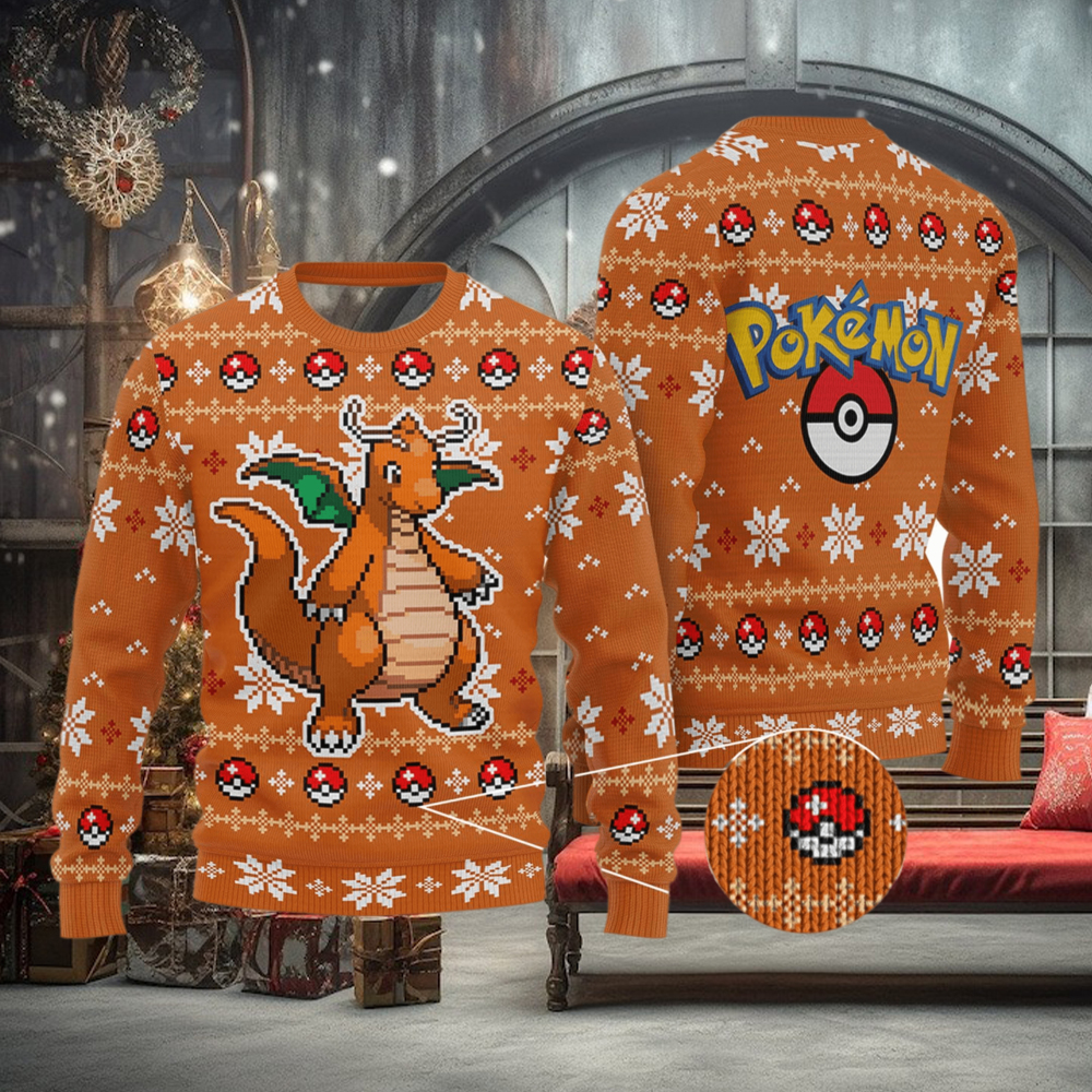 Dragonite Dragonite Anime Xmas Pocket Monster Gift Ugly Christmas Sweater For Men And Women Dragonite Dragonite Anime Xmas Pocket Monster Gift Ugly Christmas Sweater For Men And Women