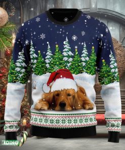 Dreaming Golden Retriever Under Snow Ugly Christmas Sweater Family Christmas Gift