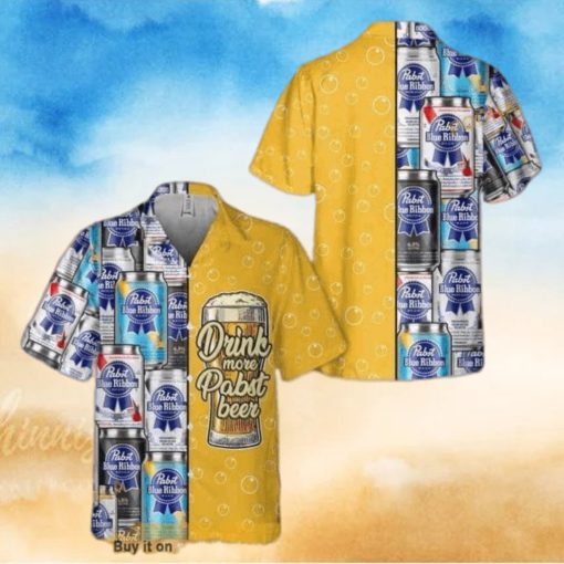 Drink More Pabst Blue Ribbon Beer Funny Hawaiian Shirt Practical Beach Gift