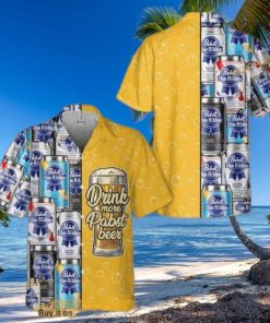 Drink More Pabst Blue Ribbon Beer Funny Hawaiian Shirt Practical Beach Gift