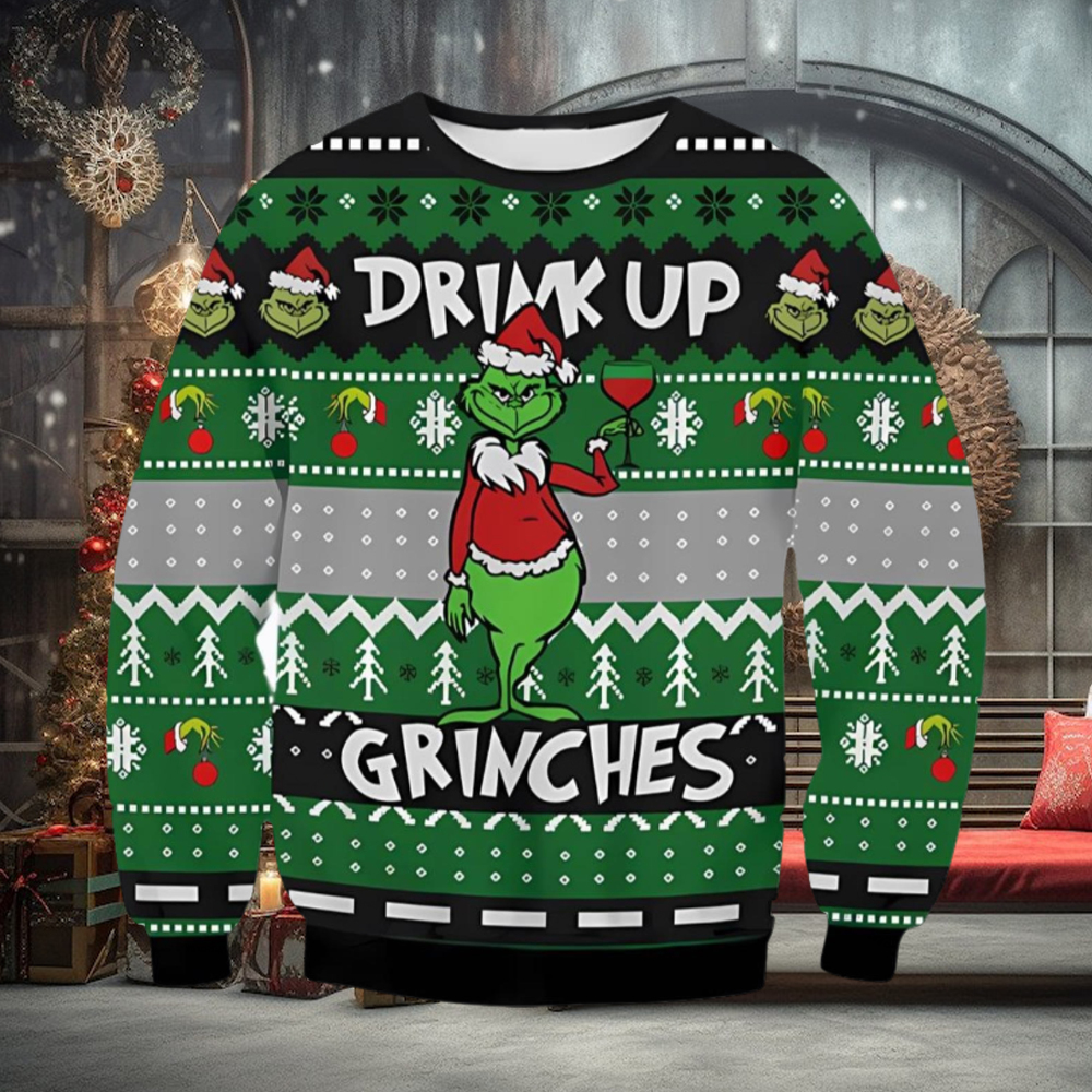 Drink Up Grinch Ugly Christmas Sweater Xmas 3D Printed Christmas Sweater Gift Drink Up Grinch Ugly Christmas Sweater Xmas 3D Printed Christmas Sweater Gift