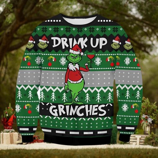 Drink Up Grinch Ugly Christmas Sweater Xmas 3D Printed Christmas Sweater Gift