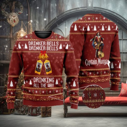Drinker Bells Captain Morgan 3D All Over Printed Ugly Christmas Sweater Christmas Gift For Family