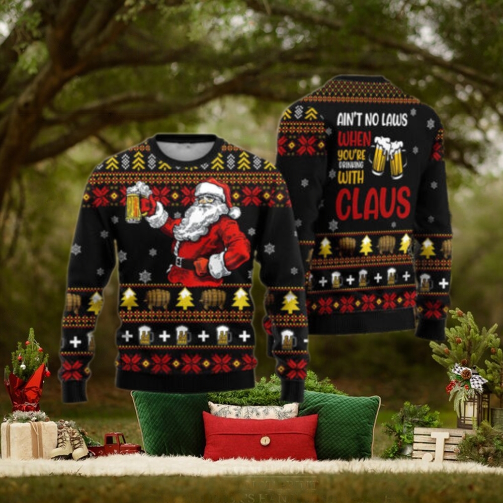 Drinking With Claus Funny Ugly Christmas Sweater Drinking With Claus Funny Ugly Christmas Sweater
