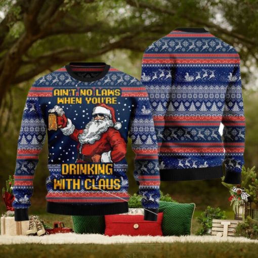 Drinking With Claus V1 Ugly Christmas Sweater For Men And Women