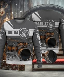 Drum Kit Love Drum Grey 3D Full Print Ugly Sweater Christmas Gift Sweater
