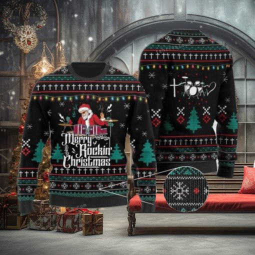 Drummer Santa Claus Merry Rockin Ugly Sweater