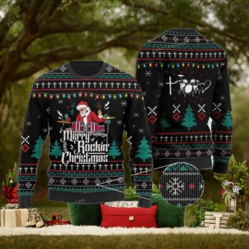 Drummer Santa Claus Merry Rockin Ugly Sweater