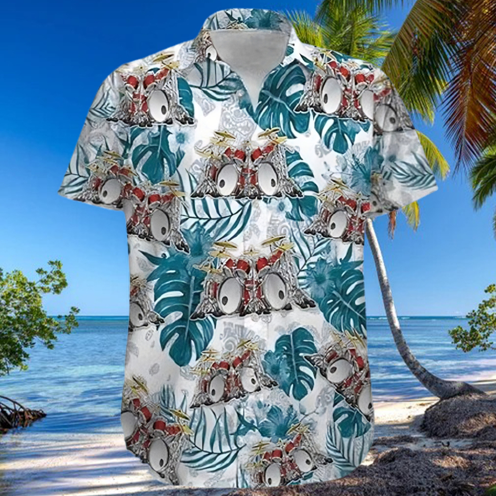 Drums Leaf White Hawaiian Shirt Drums Leaf White Hawaiian Shirt