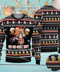 Drunk Santa And Reindeer Ugly Christmas Sweater, Funny Donald Trump Gift