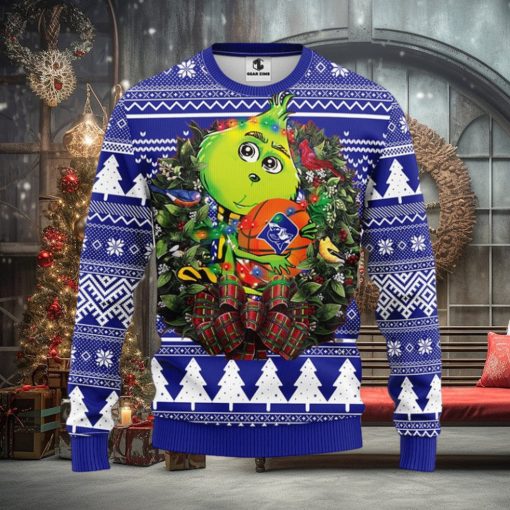 Duke Blue Devils Grinch Hug Christmas Ugly Sweater