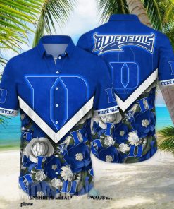 Duke Blue Devils NCAA Flower Unisex Full Printed Hawaiian Shirt