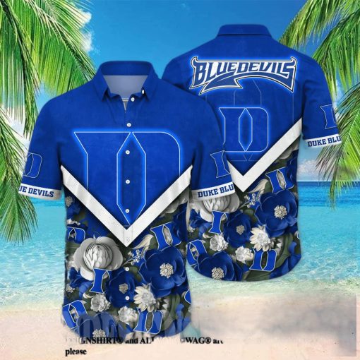Duke Blue Devils NCAA Flower Unisex Full Printed Hawaiian Shirt
