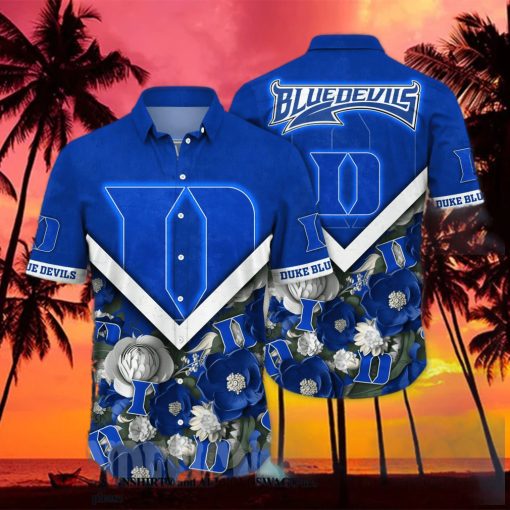 Duke Blue Devils NCAA Flower Unisex Full Printed Hawaiian Shirt