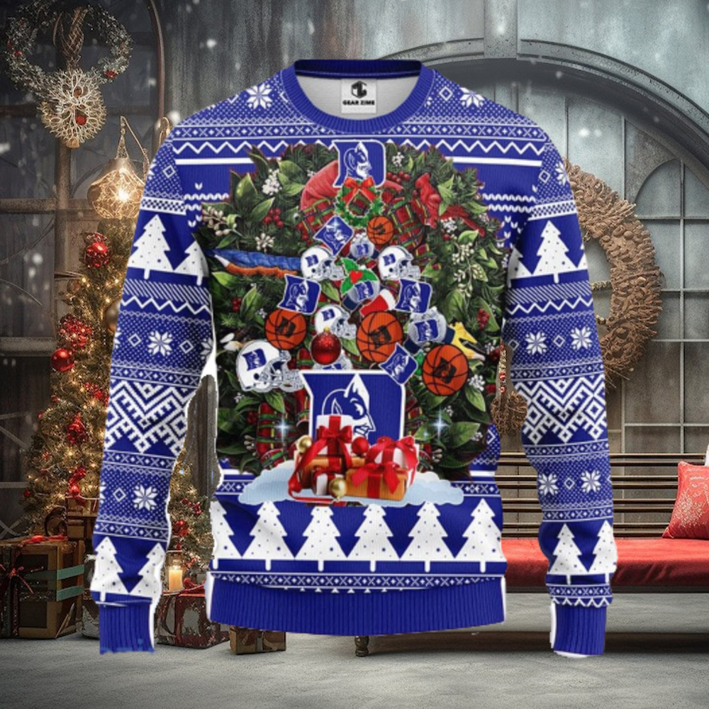 Duke Blue Devils Tree Ugly Christmas Fleece Sweater Duke Blue Devils Tree Ugly Christmas Fleece Sweater