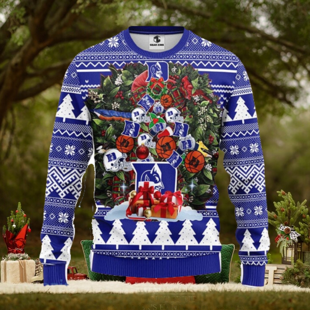 Duke Blue Devils Tree Ugly Christmas Fleece Sweater Duke Blue Devils Tree Ugly Christmas Fleece Sweater