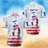 Atlanta Braves White Hibiscus Turquoise Stripe Background 3D Hawaiian Shirt Gift For Fans