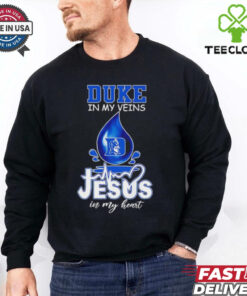 Duke Blue Devils in my veins Jesus in my heart shirt