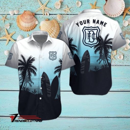 Dundee FC Palm Tree Surfboard Personalized Name Button Shirt