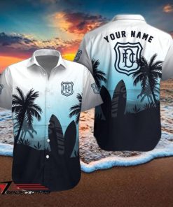 Dundee FC Palm Tree Surfboard Personalized Name Button Shirt