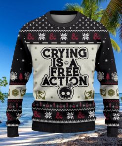 Dungeons & Dragons Crying Is A Free Action Ugly Sweater Printed New Gift For Men And Women