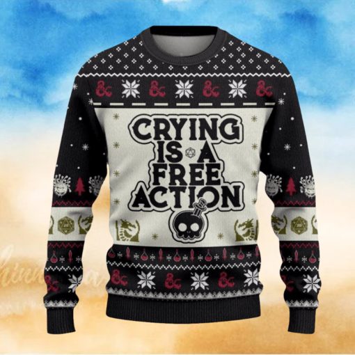 Dungeons & Dragons Crying Is A Free Action Ugly Sweater Printed New Gift For Men And Women