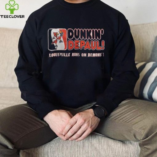 Dunkin’ Depaul Louisville runs on demons hoodie, sweater, longsleeve, shirt v-neck, t-shirt