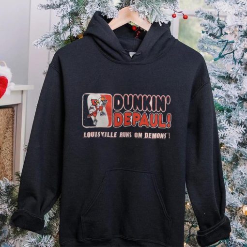 Dunkin’ Depaul Louisville runs on demons hoodie, sweater, longsleeve, shirt v-neck, t-shirt