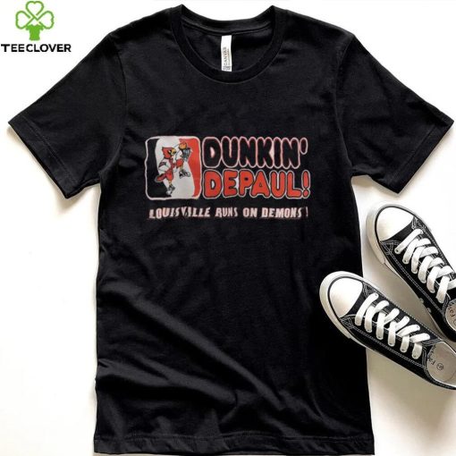 Dunkin’ Depaul Louisville runs on demons hoodie, sweater, longsleeve, shirt v-neck, t-shirt