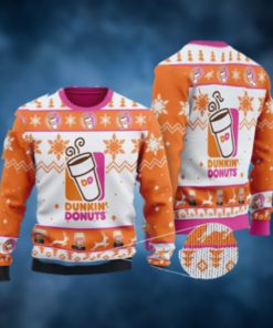 Dunkin’ Donuts Snow Pattern Ugly Christmas Sweater