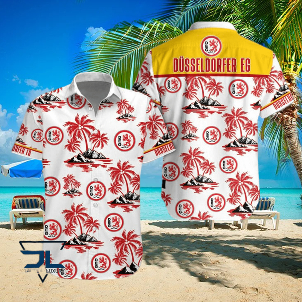 Dusseldorfer EG Deutsche Eishockey Liga Coconut Tree Island Hawaiian Shirt Dusseldorfer EG Deutsche Eishockey Liga Coconut Tree Island Hawaiian Shirt