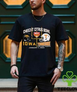 2024 Citrus Bowl Iowa Hawkeyes vs. Tennessee Volunteers Dueling Helmet Shirt 2 2024 Citrus Bowl Iowa Hawkeyes vs. Tennessee Volunteers Dueling Helmet Shirt