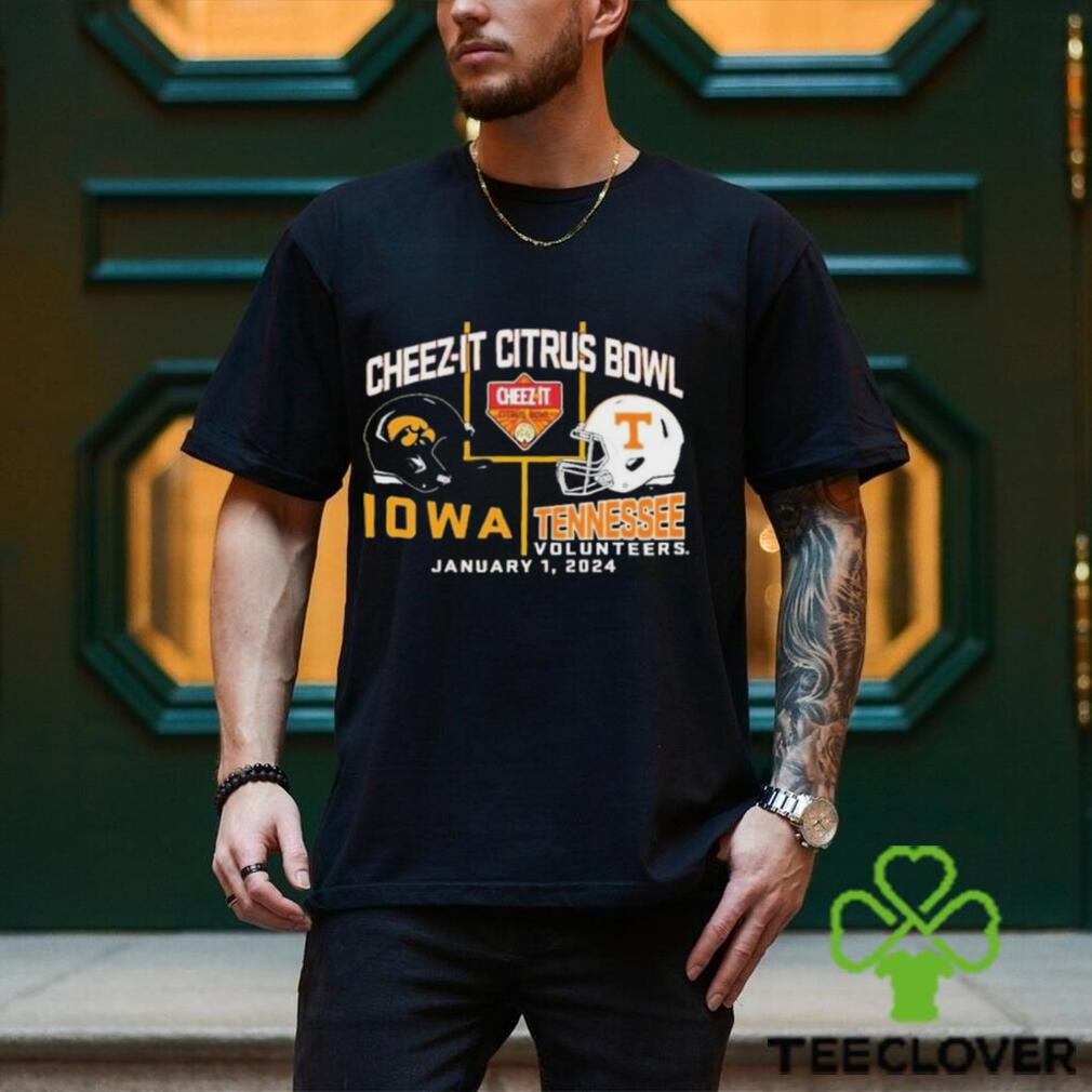 2024 Citrus Bowl Iowa Hawkeyes vs. Tennessee Volunteers Dueling Helmet Shirt 2024 Citrus Bowl Iowa Hawkeyes vs. Tennessee Volunteers Dueling Helmet Shirt