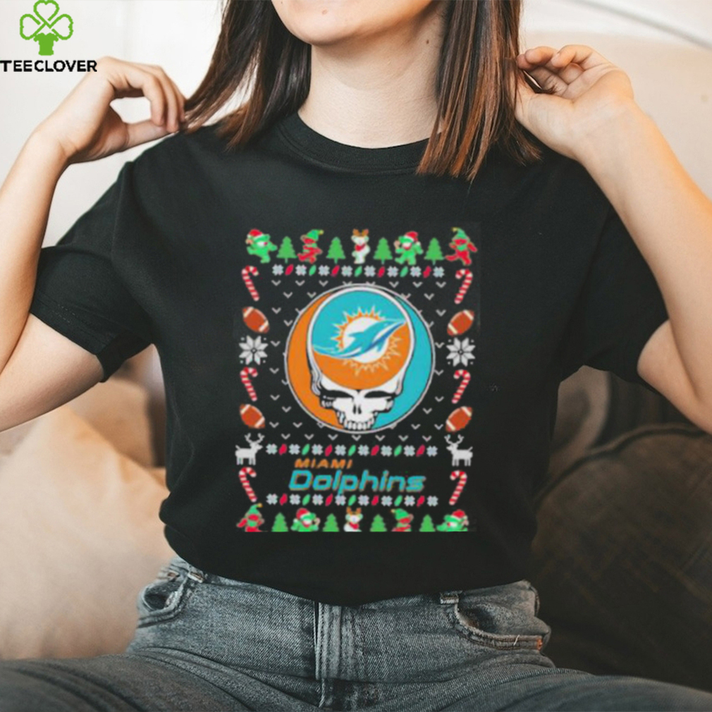 Miami Dolphins Gratefull Dead Ugly Christmas Shirt Miami Dolphins Gratefull Dead Ugly Christmas Shirt