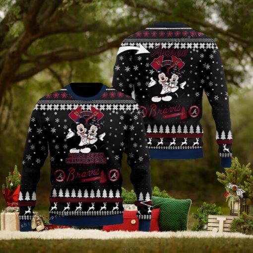 Atlanta Braves Champions Mouse Custom Ugly Christmas Sweater 3D Printed Men And Women Holiday Gift