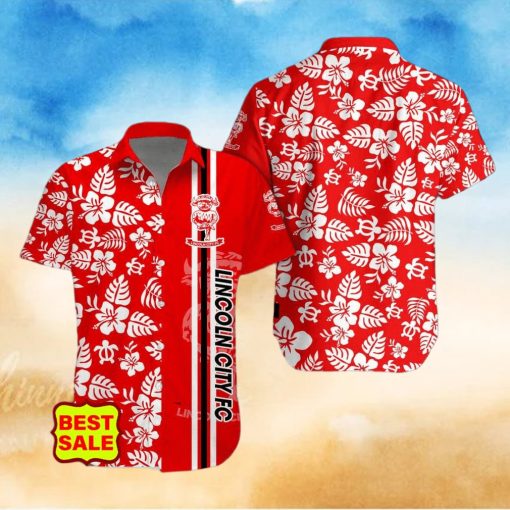 EFL Fans Lincoln City FC Logo Hibiscus Pattern Hawaiian Shirt And Short Set