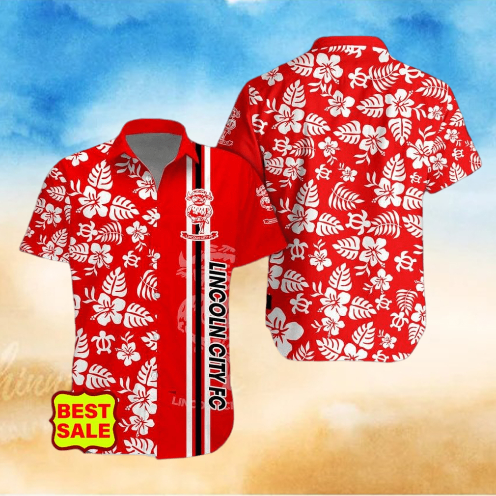 EFL Fans Lincoln City FC Logo Hibiscus Pattern Hawaiian Shirt And Short Set EFL Fans Lincoln City FC Logo Hibiscus Pattern Hawaiian Shirt And Short Set