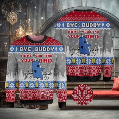 ELF bye buddy hope you find your dad Cozy Ugly AOP Sweater For Xmas