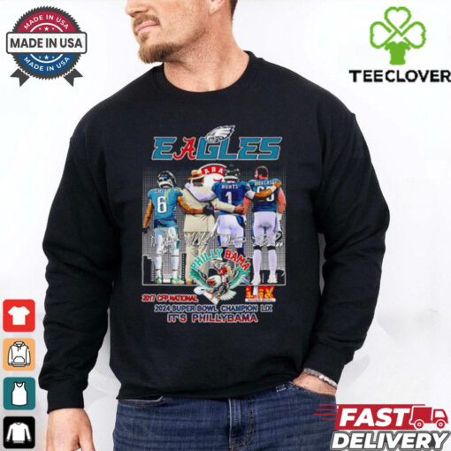 Eagles Phillybama 2024 Super Bowl Champion LIX signatures shirt