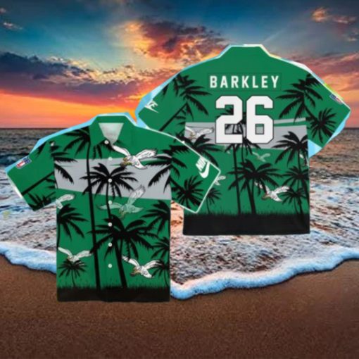 Eagles Saquon Barkley Kelly Green Hawaiian Shirt