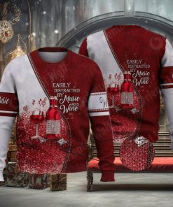 Easily Distracted By Music And Wine 3D Full Print Ugly Sweater Christmas Gift Sweater