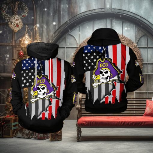 East Carolina Pirates NCAA US Flag 3D Printed Hoodie