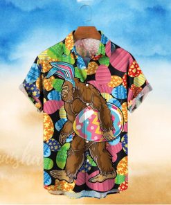 Easter Egg Hunter Bigfoot Print Chest Pocket Short Sleeve Hawaiian Shirt