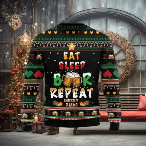 Eat Sleep Beer Ugly Sweater