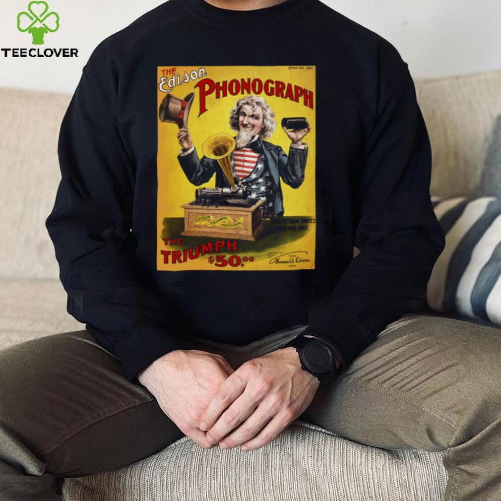 Edison Phonograph Vintage Uncle Sam Us Advertising Print Unisex T Shirt Edison Phonograph Vintage Uncle Sam Us Advertising Print Unisex T Shirt