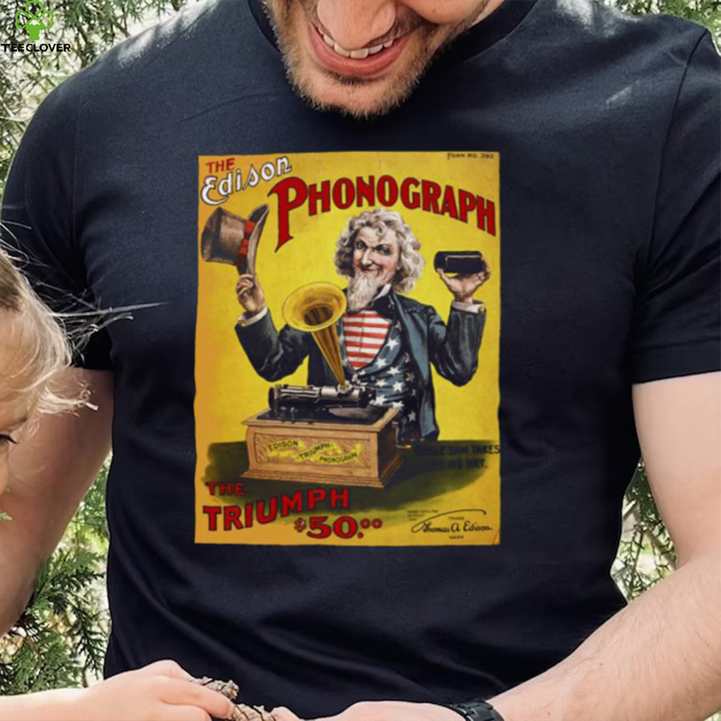 Edison Phonograph Vintage Uncle Sam Us Advertising Print Unisex T Shirt Edison Phonograph Vintage Uncle Sam Us Advertising Print Unisex T Shirt
