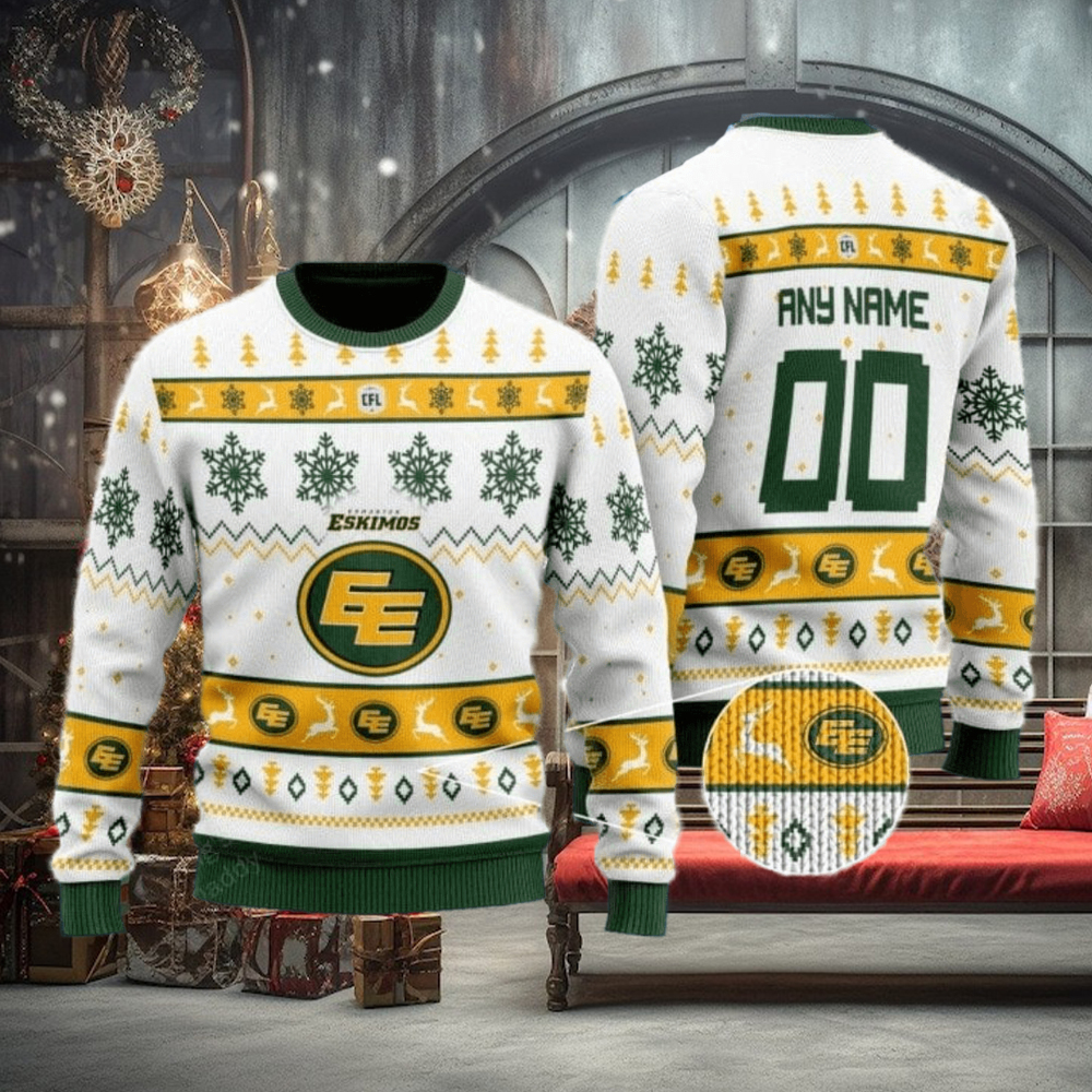 Edmonton Eskimos Personalized White Ugly Christmas Sweater Edmonton Eskimos Personalized White Ugly Christmas Sweater