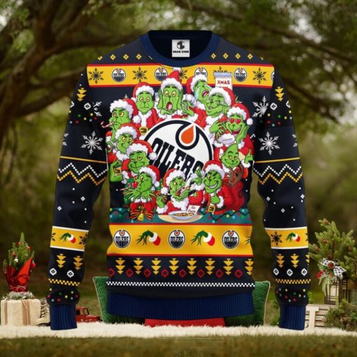 Edmonton Oilers 12 Grinch Xmas Day Christmas Ugly Sweater