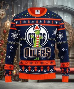 Edmonton Oilers Funny Grinch Christmas Ugly Sweater