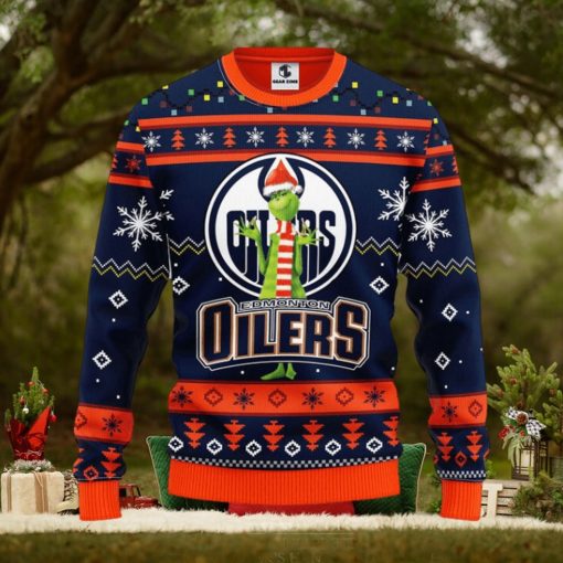 Edmonton Oilers Funny Grinch Christmas Ugly Sweater